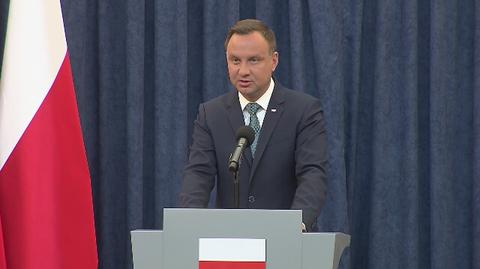 Prezydent Andrzej Duda ogłosił weto wobec ustaw o SN i KRS. Całe wystąpienie