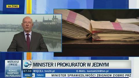 Zbigniew Ćwiąkalski komentował połaczenie funkcji ministra sprawiedliwości i prokuratora generalnego