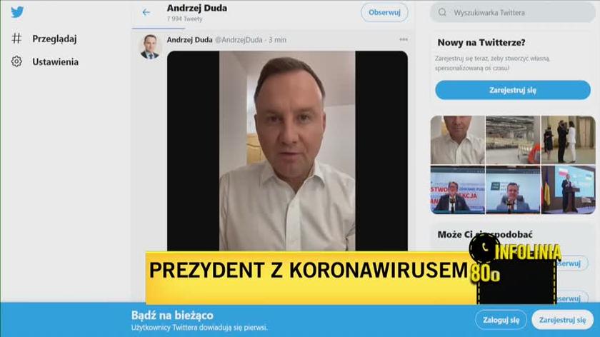 Prezydent Andrzej Duda zakażony koronawirusem. Opublikował nagranie