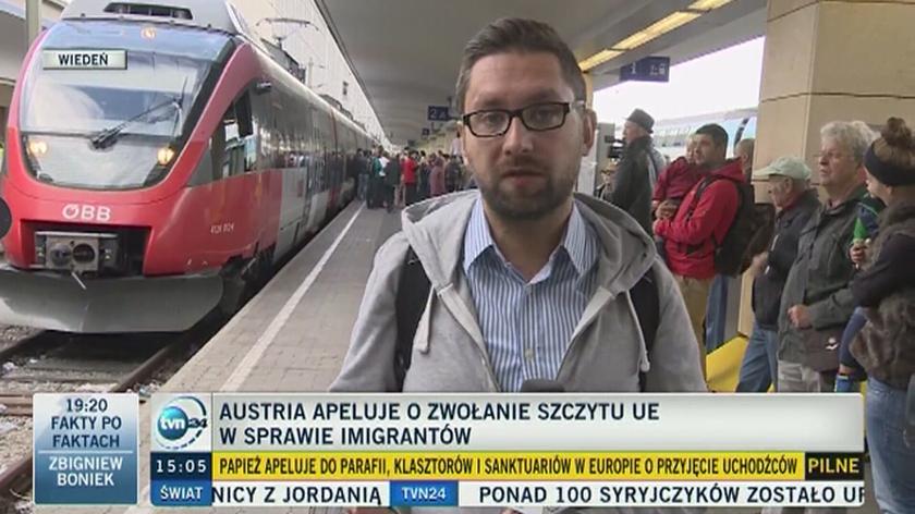Michał Tracz z dworca w Wiedniu o sytuacji uchodźców