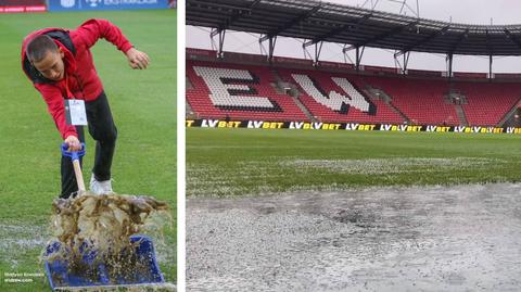 Murawa stadionu Widzewa została zalana