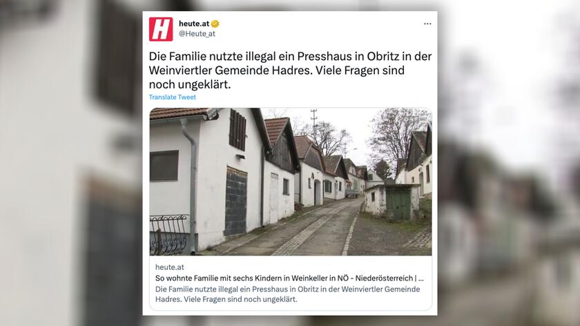 Według służb mężczyzna mieszka z partnerką i dziećmi w piwnicy w Obritz w Austrii
