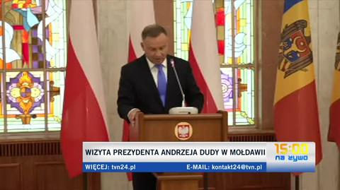 Prezydent Andrzej Duda: chcemy pomóc w realizacji europejskich ambicji Mołdawii (wideo z 2021 roku)