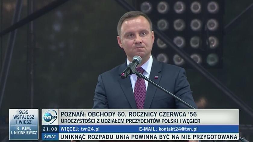 Całe przemówienie Andrzeja Dudy podczas obchodów 60. rocznicy Poznańskiego Czerwca