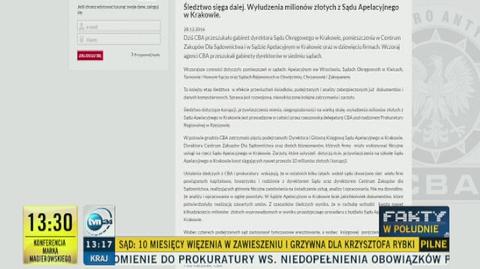 W czwartek CBA przeszukało m.in. gabinet dyrektora SO w Krakowie