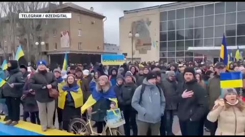 Melitopol: wiec przeciwko rosyjskiej okupacji (nagranie z 7 marca)