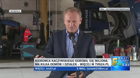 Tusk o kierowcy Kaczyńskiego: na każdym kroku spotykamy mechanizmy dojenia państwa polskiego