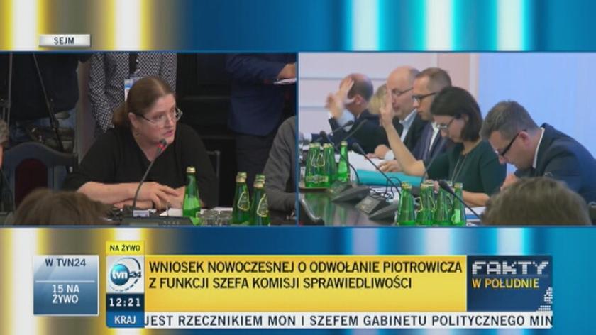 Krystyna Pawłowicz zabiera głos na posiedzeniu komisji sprawiedliwości