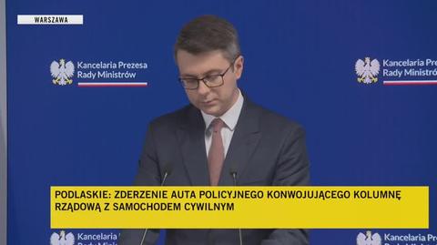 Zderzenie w Czajkach. Rzecznik rządu: w kolumnie rządowej jechał Mateusz Morawiecki (26.06.2023)