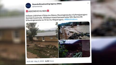Powodzie i osuwiska w Rwandzie zabiły ponad 100 osób