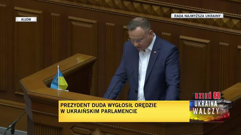 Prezydent Duda wygłosił orędzie w ukraińskim parlamencie 