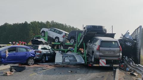 Wypadek na autostradzie A1 pod Piotrkowem Tryb.