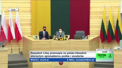 Prezydent Litwy Gitanas Nauseda przemawia po polsku
