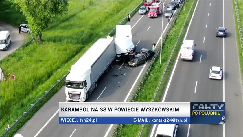 Karambol na S8 - relacja reportera tvnwarszawa.pl