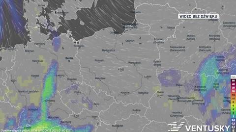 Prognozowane opady w dniach 9-13.12