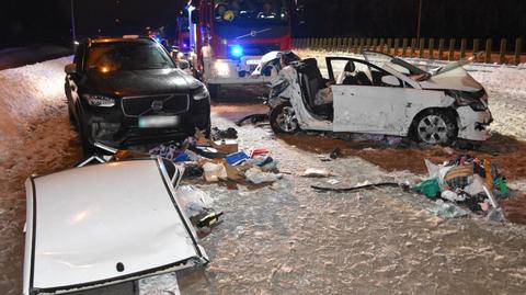 Pięć osób rannych w wypadku zderzeniu pięciu samochodów na A4 w Korczowej 