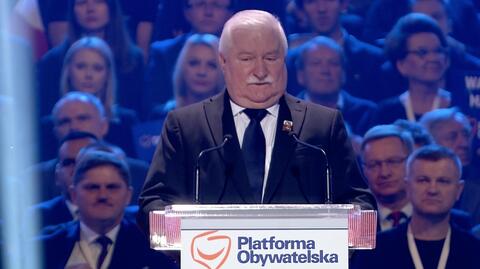 Lech Wałęsa na konwencji PO