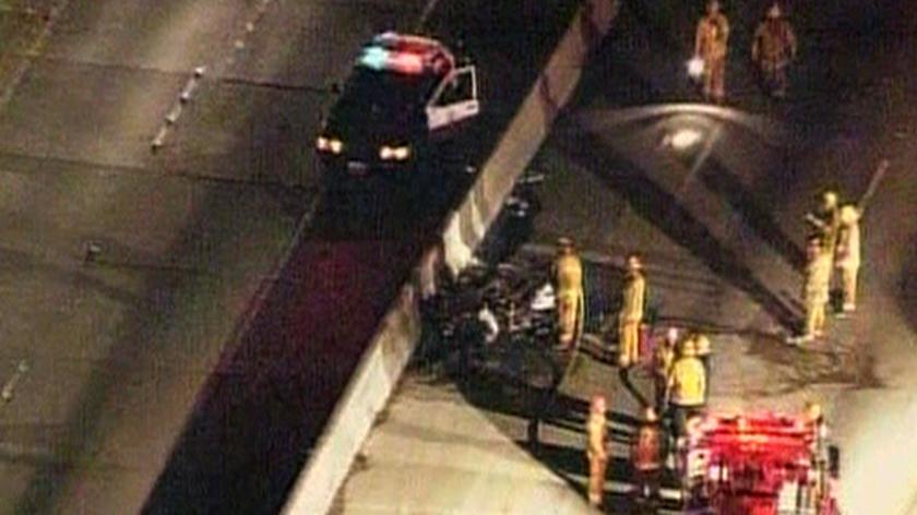 Helikopter spłonał na autotradzie w Los Angeles