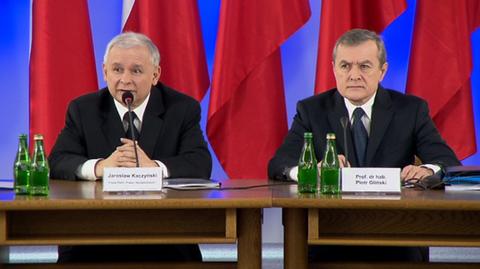 Jarosław Kaczyńsk i Piotr Gliński podczas debaty