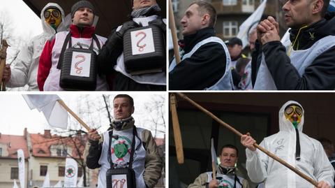 Protest ratowników górniczych w Katowicach