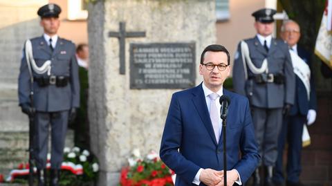 Premier Mateusz Morawiecki podczas uroczystości z okazji 43. rocznicy Radomskiego Protestu Robotniczego