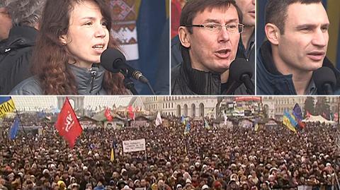 Majdan wiwatuje. Pobita dziennikarka przemawia