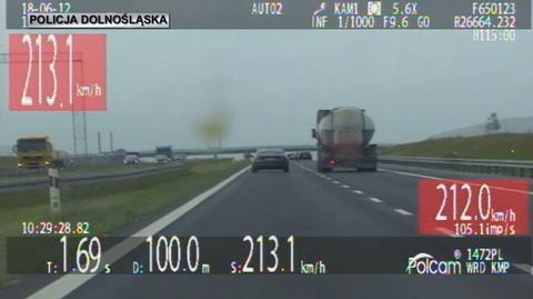 Gnał autem ponad 200 km/h. Policja pokazuje nagranie (wideo bez dźwięku)