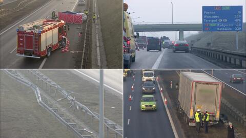 Tir przebił barierki i wjechał w osobówkę. Jedna osoba nie żyje