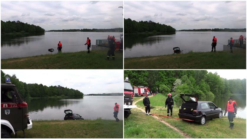 Strażacy wyciągnęli golfa z zalewu