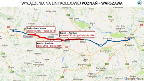 Modernizacja linii kolejowej Poznań - Warszawa. Zobacz trasę
