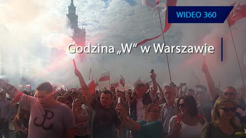 Godzina "W" na rondzie Dmowskiego na wideo 360 stopni