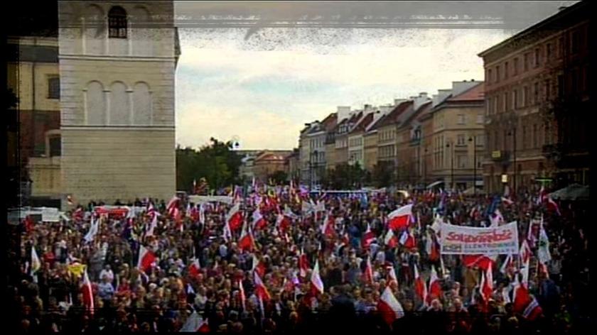 Strajk związkowców w Warszawie