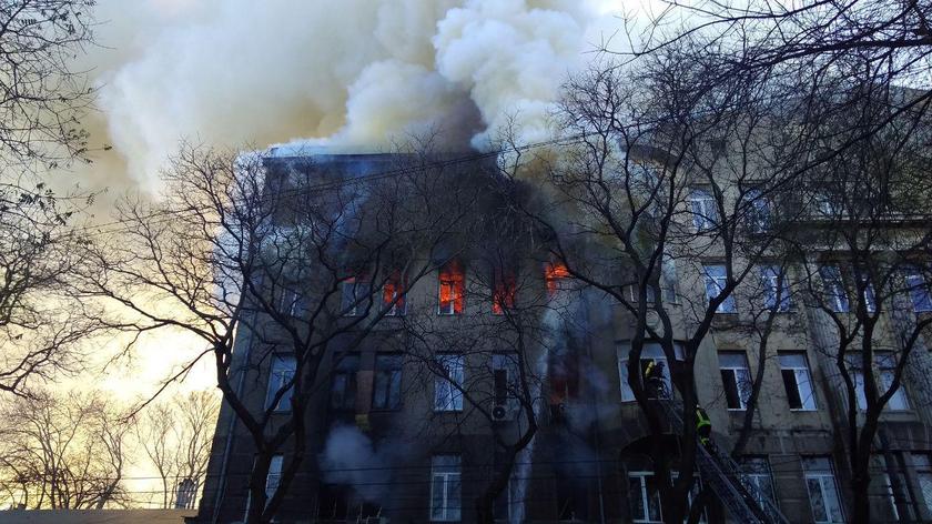 Pożar budynku w Odessie 
