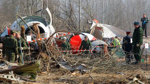 Szczątki prezydenckiego samolotu Tu-154M 