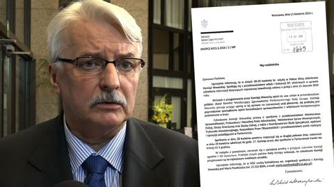 Waszczykowski wiedział o przycznach wizyty KW w Polsce