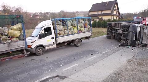 Zderzenie trzech śmieciarek w Olszówce
