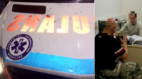 Policjanci zatrzymali mężczyznę, który zniszczył ambulans