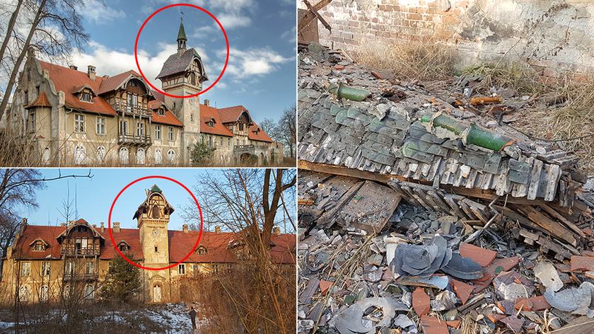 Ktoś zniszczył wieżyczkę zabytkowego pałacu w Osłej