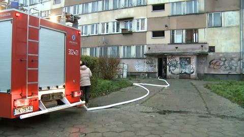 Pożar w bloku socjalnym w Kielcach (materiał z 13.11.2017)
