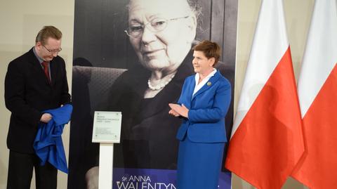 Beata Szydło nadała sali kolumnowej Sejmu im. Anny Walentynowicz