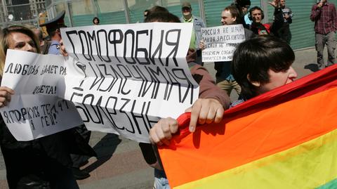Nagranie archiwalne: zatrzymanie przedstawicieli mniejszości seksulanych w Rosji