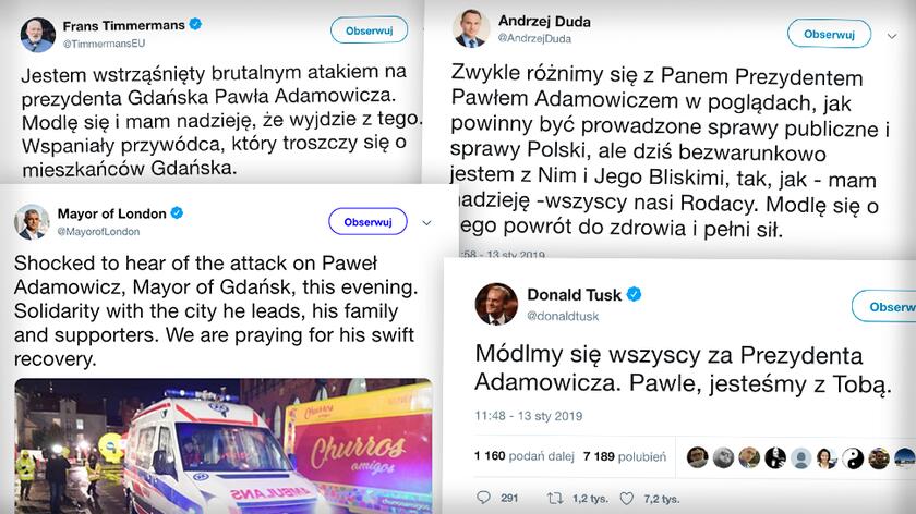 Reakcje na atak na prezydenta Adamowicza