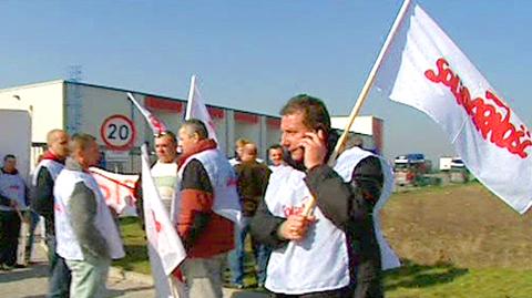 Protest związkowców w Kątach Wrocławskich
