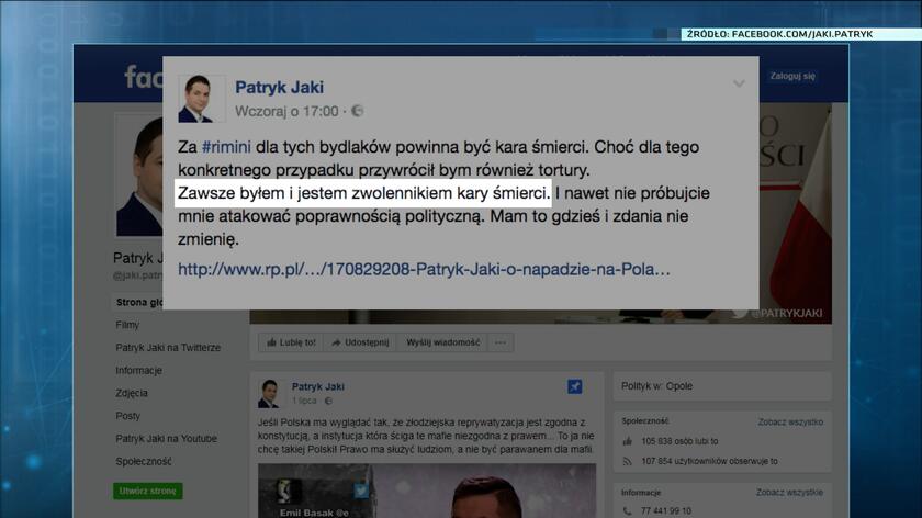 Reakcje na słowa Patryka Jakiego w sprawie ataku na Polaków