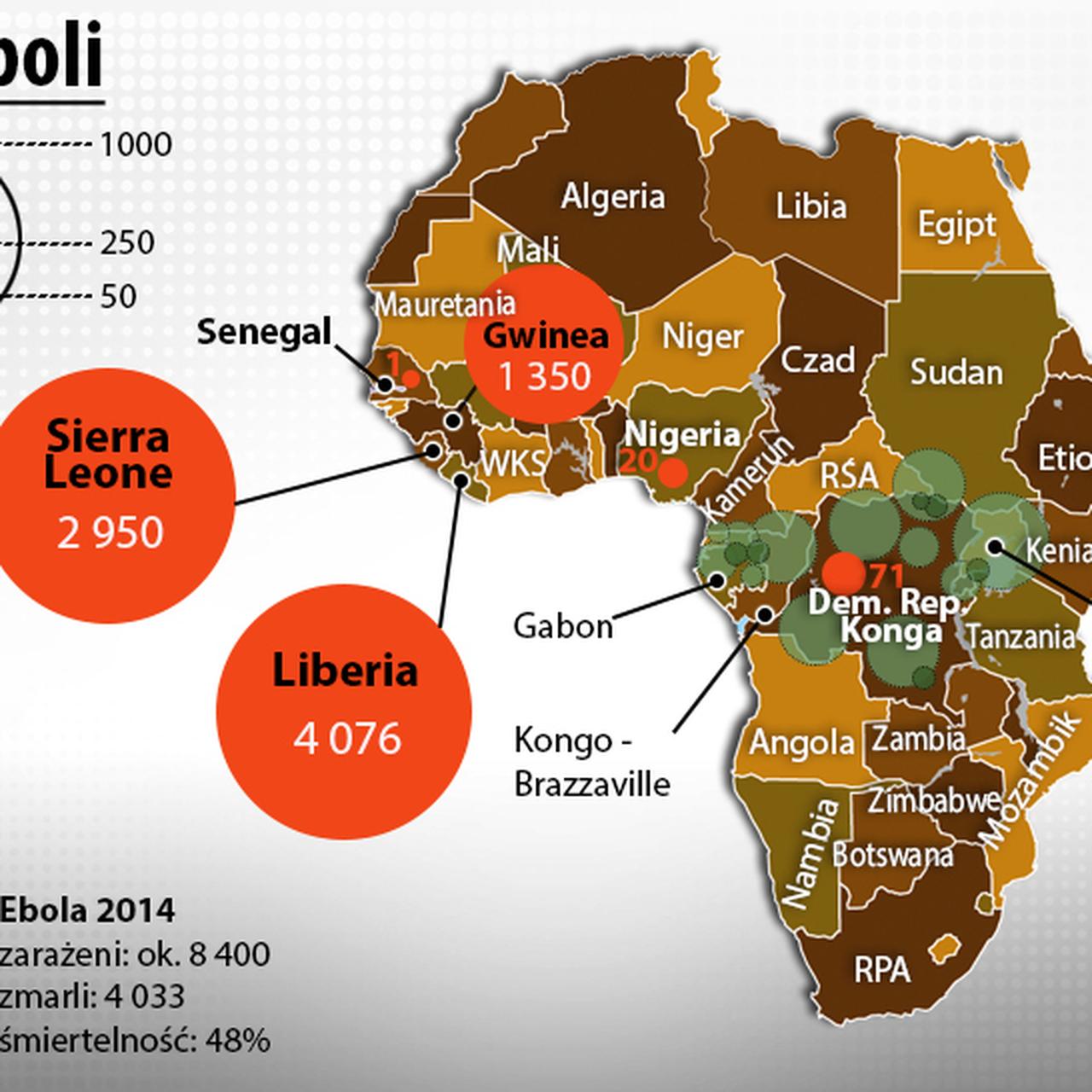 ebola afryka mapa Skala śmiertelnego żniwa, czyli ebola w liczbach   TVN24