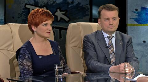 Urszula Augustyn i Mariusz Błaszczak w "Tak jest" w TVN24