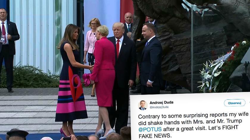 Pożegnanie amerykańskiej pary prezydenckiej podczas wizyty Donalda Trumpa w Polsce