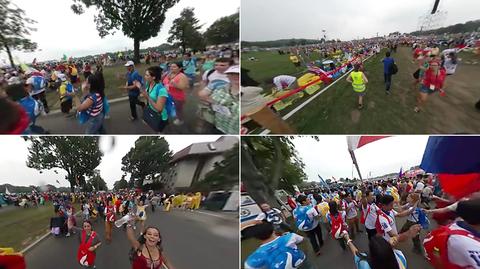 Tysiące pielgrzymów w drodze na Krakowskie Błonia. Zobacz na wideo 360 stopni