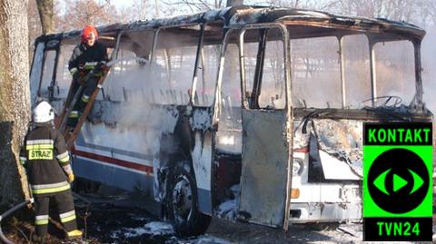 Pożar autobusu z uczniami