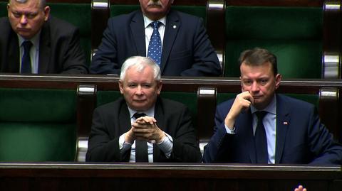 Jarosław Kaczyński i Mariusz Błaszczak w sejmie